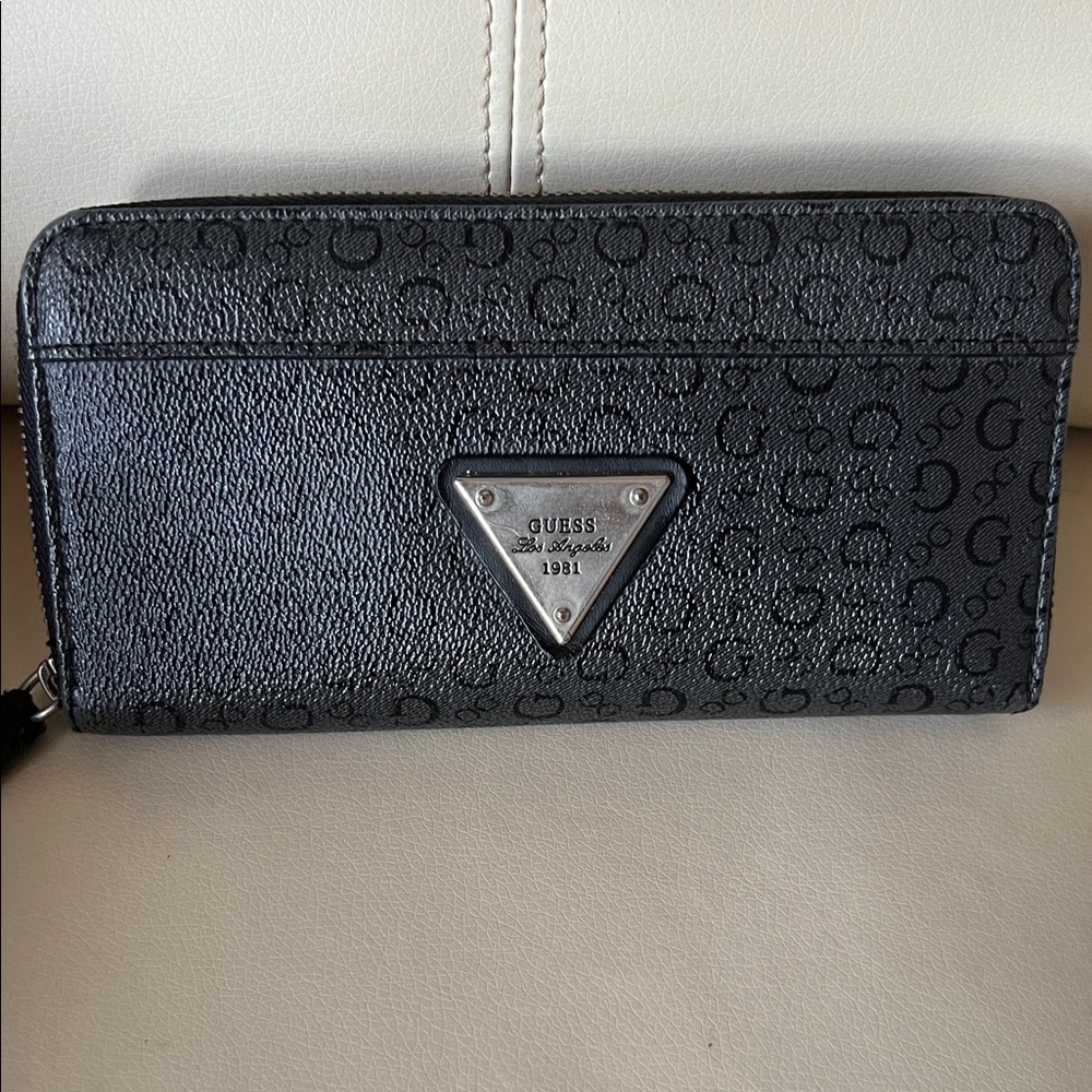 Guess Black Wallet with Silver Accents